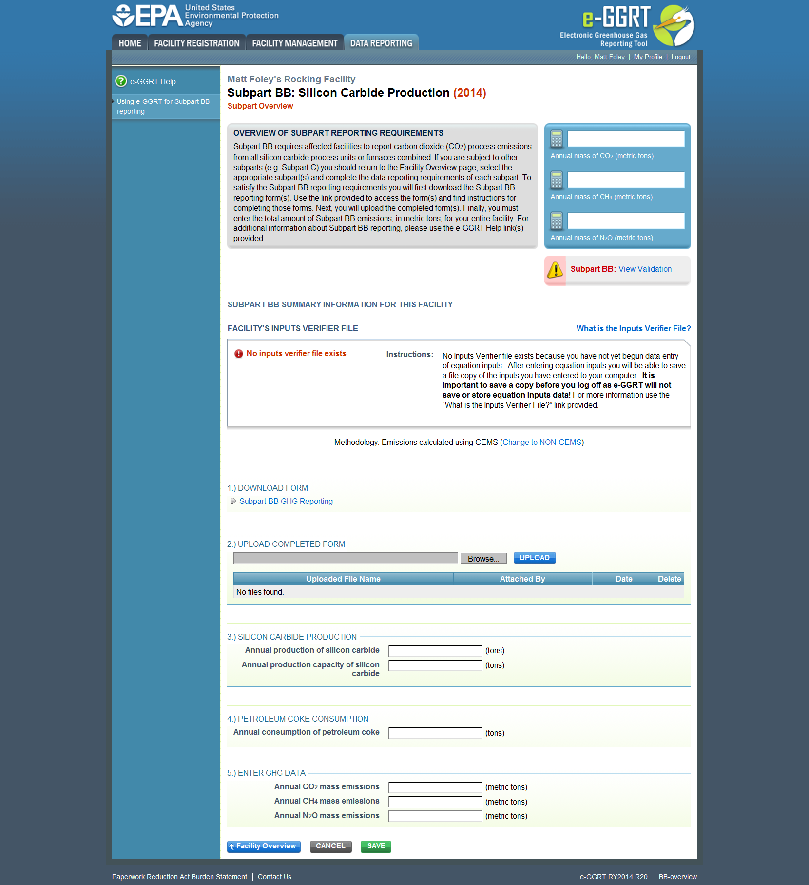 Subpart BB: Emissions Calculated Using CEMS